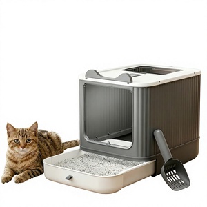 Litière pour chat pliable Easy Clean avec tiroir, grande toilette fermée pour animaux de compagnie, entrée par le haut, livraison rapide UE, faible MOQ, stock Pologne - Product Image 1