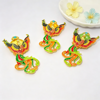 Pendentif Phénix en filigrane plaqué or 18 carats, émail cloisonné peint à la main, bijoux fantaisie, collier DIY, vente en gros