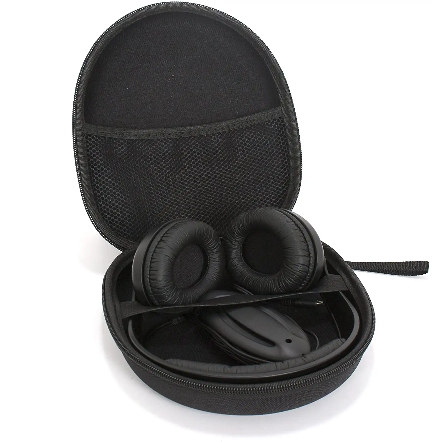 Portable leather hard shell carrying wireless zippered eva headphone headset travel organizer case bag for Sony MDR-ZX100 ZX110