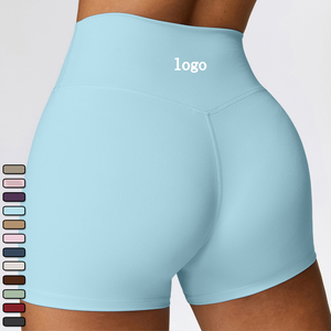 Short de yoga pour femmes DK8519, short de sport ajusté et brossé pour la course à pied, contrôle du ventre, taille haute, short de yoga pour femmes - Product Image 2