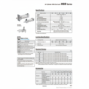 SMC pneumatics Air cylinder MBBB80-250-HN ประเภทผลิตภัณฑ์กระบอกสูบ - Product Image 1