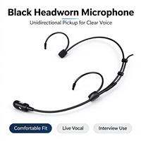 Microphone Casque Unidirectionnel à Condensateur Noir Équipement Audio Anti-Bruit Micro XLR Filaire pour Enregistrement Vocal