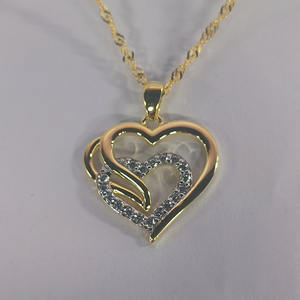 패션 여성 쥬얼리 S925 스털링 실버 골드 도금 더블 하트 러브 하트 펜던트 목걸이 - Product Image 6