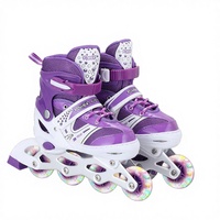 Ensemble de patins à roulettes pour enfants avec roues lumineuses, casque et équipement de protection, taille réglable, pour garçons et filles, roulements ABEC-7, vente en gros