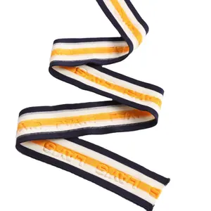 RTS Debossed 3D Knitted Elastic Mesh High Quality Polyester Stripe Webbing Strap For Pant Side Clothing