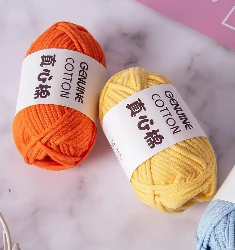 Easy Beginners Crochet Chunky cotton Tube Yarn 50g ball 68% cotton 32% nylon yarn Hand Woven DIY Hollow Tube Braid Yarn