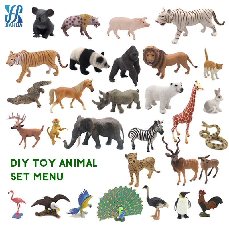 Wholesale Custom Solid PVC Wild Animals Learning Zoo Animals DIY Figures Lifelike All Kinds Animal Toys Models