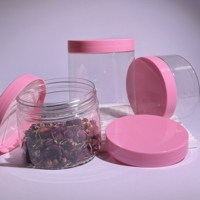 En stock Bouteille en plastique PET avec bouchon rose 89 mm Large ouverture 150 ml-1000 ml Alimentaire Miel Biscuit Crème pour les yeux Cosmétique Pot de rangement