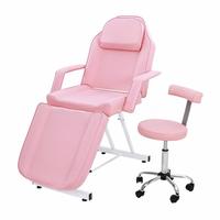 Ensemble d'équipement de salon de tatouage et de spa en cuir PU réglable en 3 sections avec tabouret roulant et table de massage esthétique
