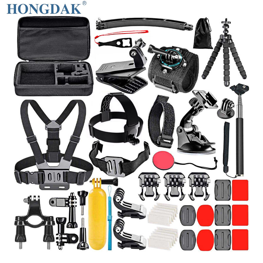 HONGDAK Factory Wholesale Action Camera Accessories Kit 50 in 1 Set for Go Pro Hero 13 12 11 10 9 8 7 6 gopro Accessories Camera