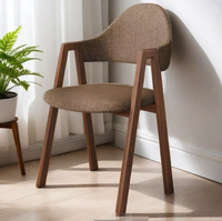 Chaises de salle à manger STG modernes et simples en tissu avec pieds en métal couleur noyer brun, avec dossier, pour l'extérieur, le jardin, la villa, meubles de jardin