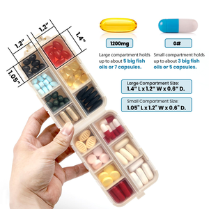 Magnetic <b>Pill</b> Organizer with Silicone Lid Compartments Custom Fliptop <b>Pill</b> <b>Case</b> Pocket Medicine Vitamin Storage Box - Product Image 5