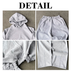 Wholesale Custom Sweatpants and Hoodie <b>Set</b> 100% Cotton Heavyweight Man Blank Tracksuit Baggy 2 Piece Men Oversized Sweatsuits - Product Image 6