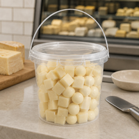 Seau en plastique transparent de qualité alimentaire 1L avec couvercle pour mini-pains, croissants, boulangerie, stockage alimentaire, présentoir de comptoir
