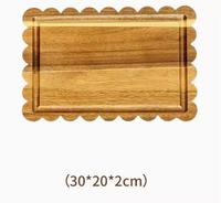 Assiettes de table en bois d'acacia festonnées personnalisées en gros, ensemble de planches à découper en bois, plateau de service