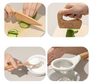 Ensemble d'outils de cuisine pour tout-petits, 10 pièces, vrais outils de cuisson en bois pour enfants, couteau de cuisine sûr pour enfants - Product Image 5