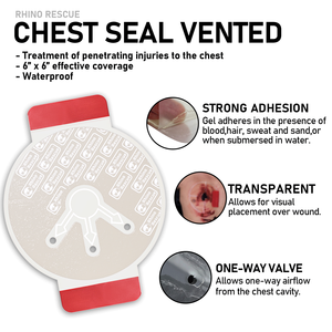 Perban Perekat Okklusif Rhino Rescue Vented Non-Vented Chest Seal untuk Luka Dada Terbuka - Product Image 5