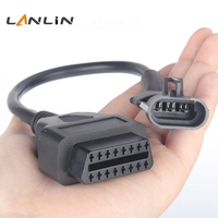 Cable de Conversión de 3 Pines a OBDII de 16 Pines Hembra, Conector Universal para Escáner de ECU de Motocicleta, Cable de Extensión para Diagnóstico de Motocicletas
