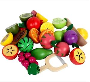Juego de simulación de rol educativo de madera para niños, juguetes para cortar frutas y verduras, juego de juguetes de aprendizaje seguro y divertido - Product Image 1