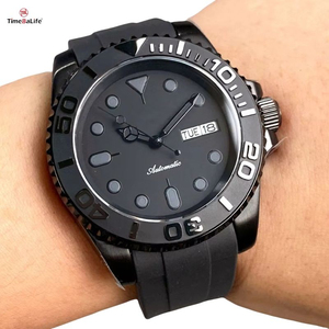 Custom-made 40mm case Myota movement, ceramic bezel, black PVD <b>automatic</b> men's watch, sapphire crystal glass, and steel strap. - Product Image 6