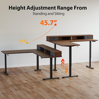 Bureau debout électrique moderne en forme de L avec 2 tiroirs, hauteur réglable ergonomique, structure métallique pour la maison et le bureau