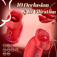 BDSM Hochwertiger Tragbarer 10-Gang IPX7 Wasserdichter Silikon-ABS Saugvibrator Starker Zungen-Leckvibrator für Brustwarzen und Klitoris