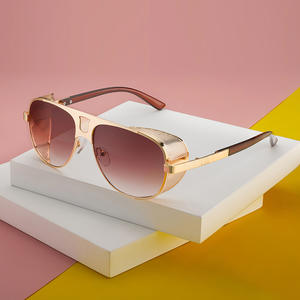 Nuevas Gafas de Sol Retro Steampunk para Hombre, Lentes de PC con Protección UV400, Montura de Malla Dorada y Negra, a la Moda, para Conducir, C1 - Product Image 1