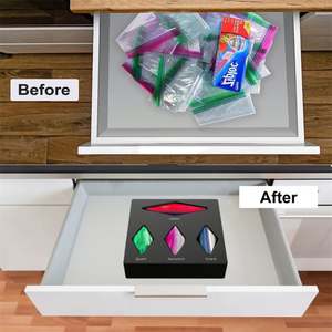 Sac de rangement des aliments pour la cuisine personnalisé organisateur de sac zip-lock en bambou pour tiroir avec distributeur d'emballage mural - Product Image 2