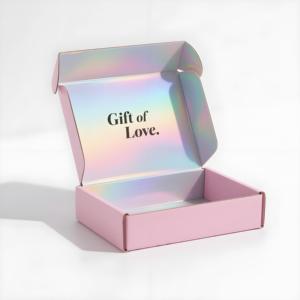Custom Package Design Pink Holographic Mailer <strong>Box</strong> White Cardboard Laser Shipping <strong>Box</strong> for Cosmetic Gift FSC BSCI Certified Luxury - Product Image 1