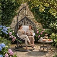Fauteuil suspendu d'extérieur en rotin et osier, type chaise balançoire pour jardin, piscine et terrasse, fauteuil double
