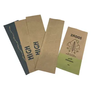 Custom brown kraft paper pouch snack bar packaging PLA compostabe paper packaging sachets