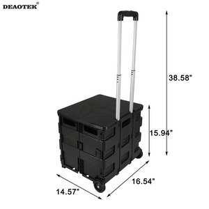 फोल्डेबल स्टोरेज कार्ट बड़ी शॉपिंग फोल्डिंग कार्ट के साथ 2 पहियों सुपरमार्केट टोकरी ट्रॉली - Product Image 3