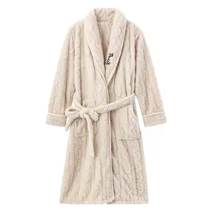 2022New Arrival Thiết Kế Nhà Peignoir Tắm Robe Dày San Hô Lông Cừu Peignoir De Bain Ngắn Áo Choàng Tắm Cho Unisex