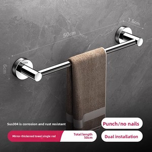 Portasciugamani singolo/doppio con fori, finitura lucida, installazione autoadesiva senza foratura, design <span class=keywords><strong>moderno</strong></span> per bagno - Product Image 6