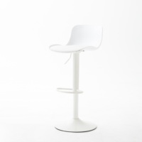 Tabouret de bar moderne réglable en hauteur, blanc, avec dossier et repose-pieds, base sur piédestal, pour salle à manger, hôtel, usage commercial