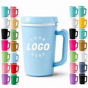 Bouteille d'eau à double paroi en PP de 22 oz et 34 oz avec logo personnalisé, paille, poignée, pour camping, fête, ou comme mug de camionneur - Product Image 1