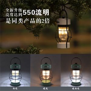 Retro Lamp Outdoor Camping Light 550 Lumen LED Hanging <b>Lantern</b> Warm White Light For Tent Use - Product Image 1