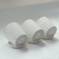 Pot de fleurs en plastique biodégradable écologique, finition chromée, noir et blanc, design rond pour la maison, comprend un plateau, pot de fleurs