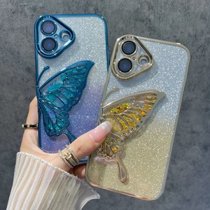 Tạo Ra Bướm Gradient Vỏ Điện Thoại Bìa Glitter Mạ Trường Hợp Đối Với iPhone 16 15 14 13 12 11 Pro Max Mềm TPU Ống Kính Bảo Vệ - Product Image 3