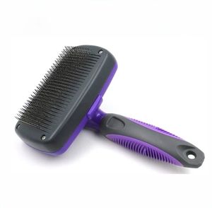 Cepillo de masaje de autolimpieza para perros y gatos de un botón de acero inoxidable con caja de goma y plástico embalada - Product Image 5