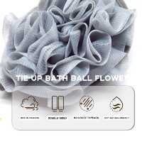 Pouf de bain en maille portable avec sangle élastique pour une prise facile, pour une mousse abondante et une exfoliation douce du corps entier sous la douche