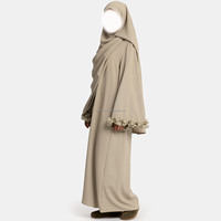 Abaya Élégante de Luxe Willson Khimarr Style Modeste Beige Musulmane Robe Longue Vente en Gros Dubaï Modèle Turc en Mousseline