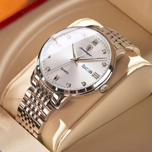 Montre-bracelet de luxe pour homme Drioshipping, bracelet en acier inoxydable, étanche, lumineuse, à quartz, boîtier en alliage, style professionnel - Product Image 3