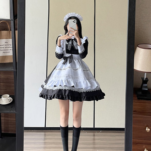 British Style Long Sleeve Maid Dress Women Plus Size Lolita Cosplay Costume Stage Performance Adult Polyester Spring 2023 - Product Image 1
