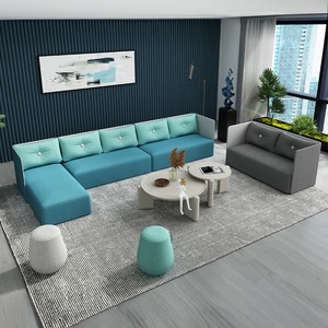 Meet&Co Modern Modular Office Lounge Sofa <b>Set</b> with Sofa Bed <b>Massage</b> Reclining Features-Fabric Covered Commercial Use - Product Image 6