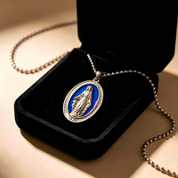 Pendentif médaille miraculeuse personnalisé en alliage de zinc, médaille religieuse catholique, logo personnalisé, fabricant de médailles religieuses OEM ODM
