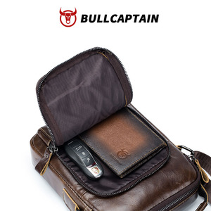 BULLCAPTAIN กระเป๋าสะพายข้างผู้ชาย หนังวัวชั้นบนสุด กระเป๋าสะพายข้างสองชั้นอเนกประสงค์ แฟชั่นยุโรปอเมริกันสำหรับผู้ชาย - Product Image 2