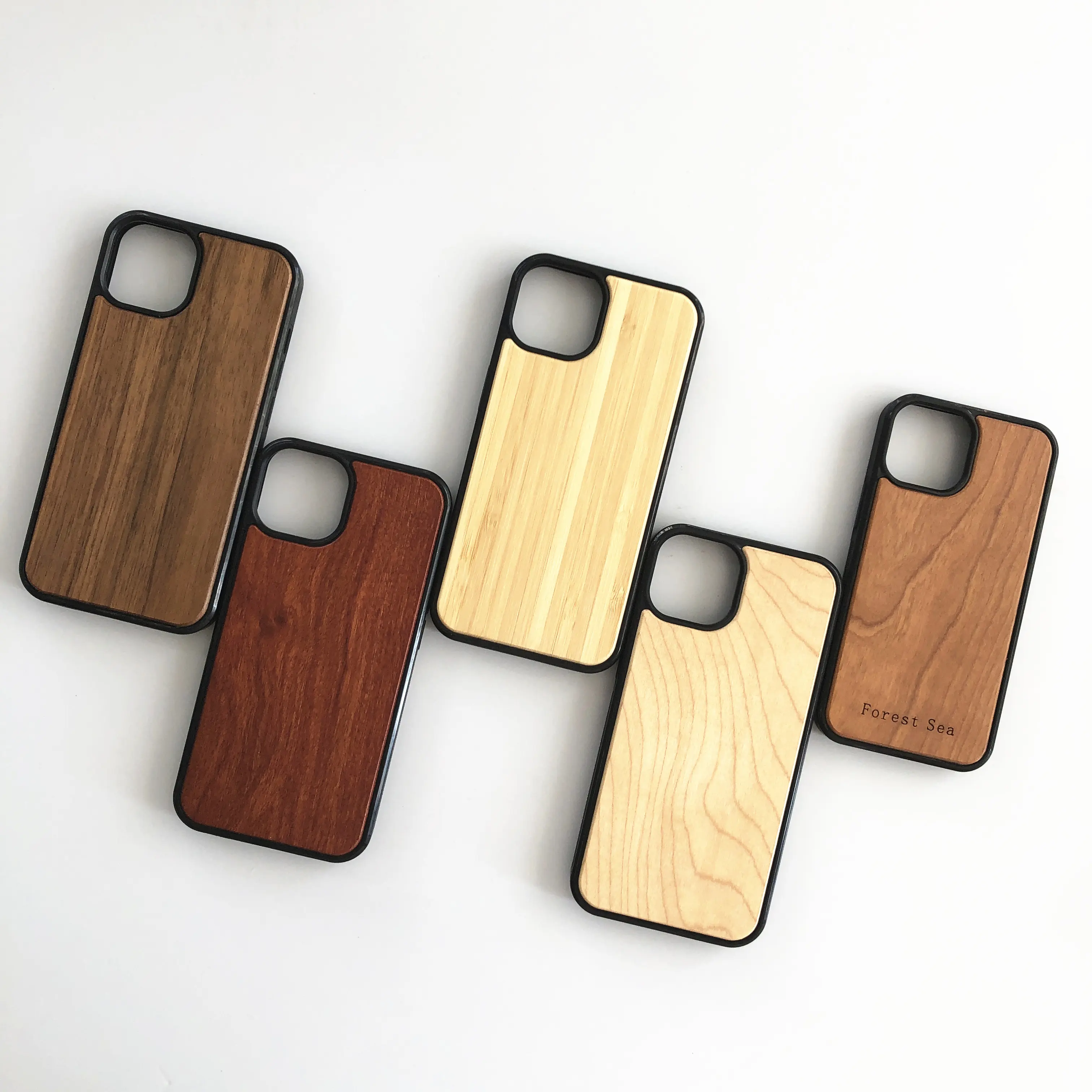 تصميم جراب هاتف مطاطي لهاتف أيفون 14 برو ماكس جراب هاتف خشبي طبيعي من خشب الخيزران لآيفون 12 برو ماكس 11 13
