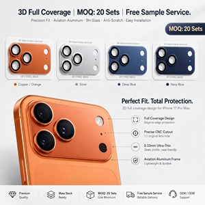 Protection d'objectif d'appareil photo en verre trempé HD transparent 9H pour 17/18 Pro Max avec cercle anti-reflet nocturne et protection à 360° - Product Image 2