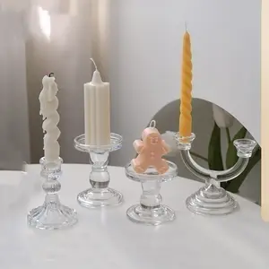 Luxury Dinner Wedding Decorations Crystal Candlestick Glass Candle Holder
